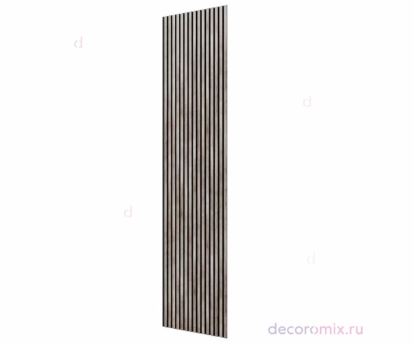 Акустическая панель, черный войлок, 2750х600х19мм, рейки МДФ дуб дымчатый