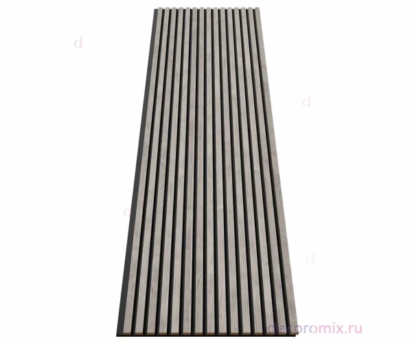 Акустическая панель, черный войлок, 2750х600х19мм, рейки МДФ дуб старинный светло-серый