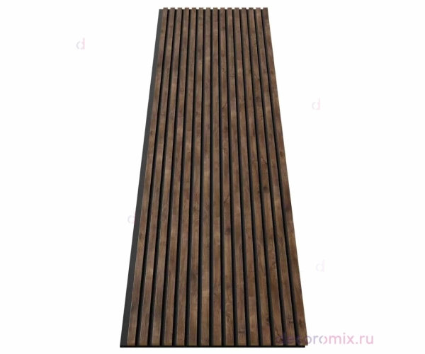 Акустическая панель, черный войлок, 2750х600х19мм, рейки МДФ дуб старинный натуральный