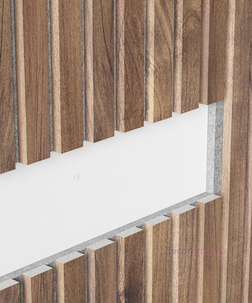 Акустическая панель, серый войлок, 2750х600х19мм, рейки МДФ дуб старинный натуральный