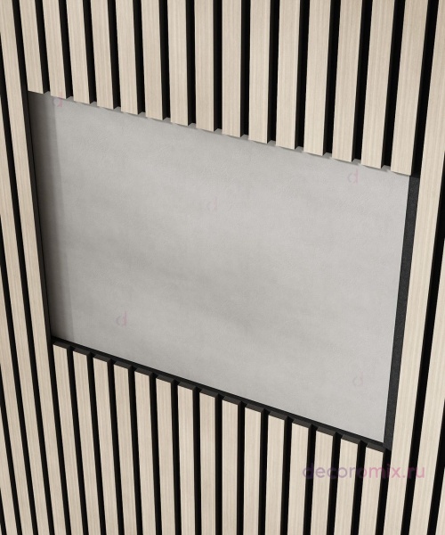 Акустическая панель, черный войлок, 600х600х21мм, рейки МДФ, шпон дуб клэр светлый