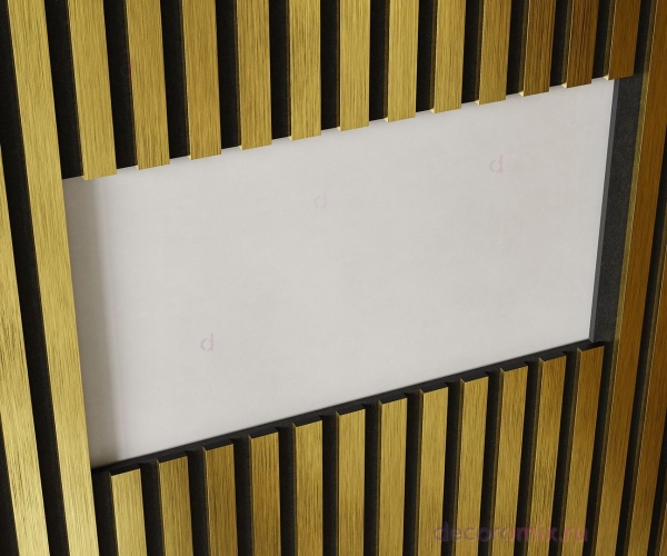 Комплект акуст.панелей, черный войлок, 600х300х19мм, рейки ЭКОПОЛИМЕР, золото матовое/2шт.