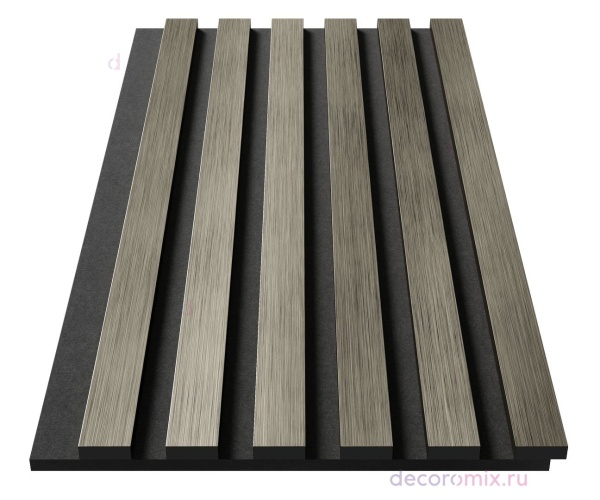 Комплект акуст.панелей, черный войлок, 600х300х19мм, рейки ЭКОПОЛИМЕР, платина матовая/2шт.