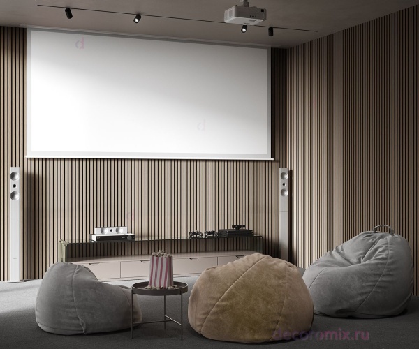 Акустическая панель, черный войлок, 1200х600х21мм, рейки МДФ, шпон дуб латте бежевый