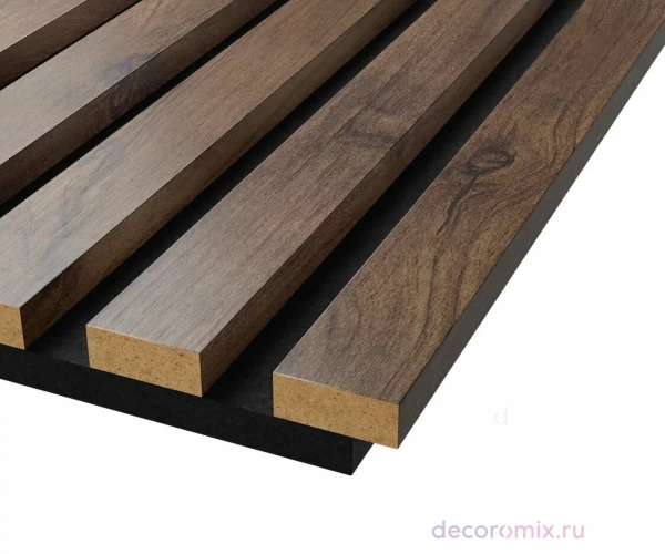 Акустическая панель, черный войлок, 1200х600х19мм, рейки МДФ дуб старинный натуральный