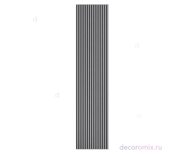 Акустическая панель, черный войлок, 2750х600х21мм, рейки МДФ, шпон дуб ардженто светло-серый