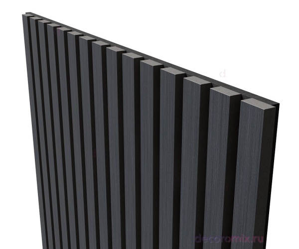 Акустическая панель, черный войлок, 1200х600х21мм, рейки МДФ, шпон дуб антрацит темно-серый