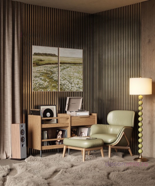 Комплект акуст.панелей, черный войлок, 1200х300х19мм, рейки ЭКОПОЛИМЕР, шампань/2шт.