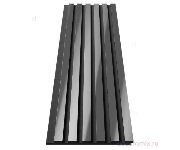 Комплект акуст.панелей, черный войлок, 1200х300х19мм, рейки ЭКОПОЛИМЕР, хром/2шт.