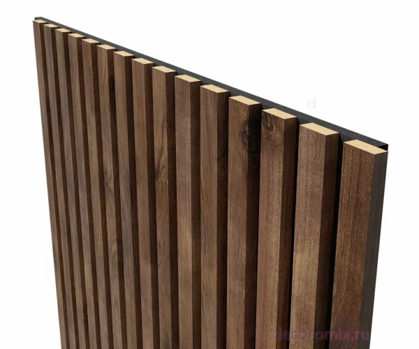 Акустическая панель, черный войлок, 1200х600х19мм, рейки МДФ дуб старинный натуральный