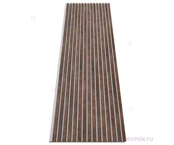 Акустическая панель, серый войлок, 2750х600х19мм, рейки МДФ дуб барон темный