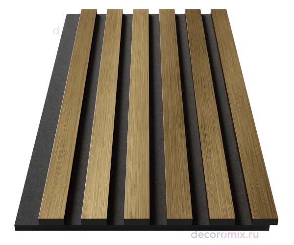 Комплект акуст.панелей, черный войлок, 600х300х19мм, рейки ЭКОПОЛИМЕР, золото матовое/2шт.