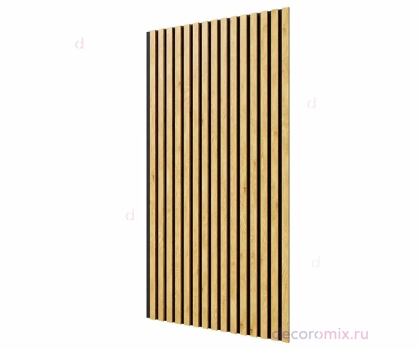 Акустическая панель, черный войлок, 1200х600х19мм, рейки МДФ дуб медный