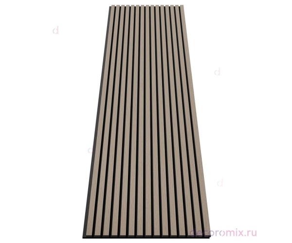 Акустическая панель, черный войлок, 2750х600х21мм, рейки МДФ, шпон дуб латте бежевый