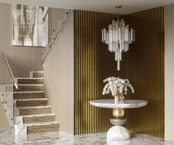 Комплект акуст.панелей, черный войлок, 600х300х19мм, рейки ЭКОПОЛИМЕР, золото матовое/2шт.