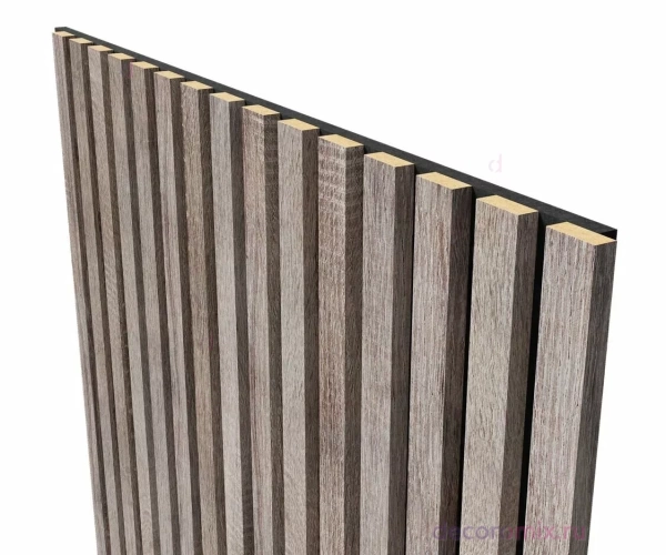 Акустическая панель, черный войлок, 2750х600х19мм, рейки МДФ дуб дымчатый