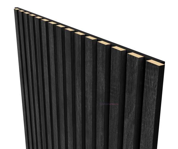 Акустическая панель, черный войлок, 2750х600х19мм, рейки МДФ дуб графит