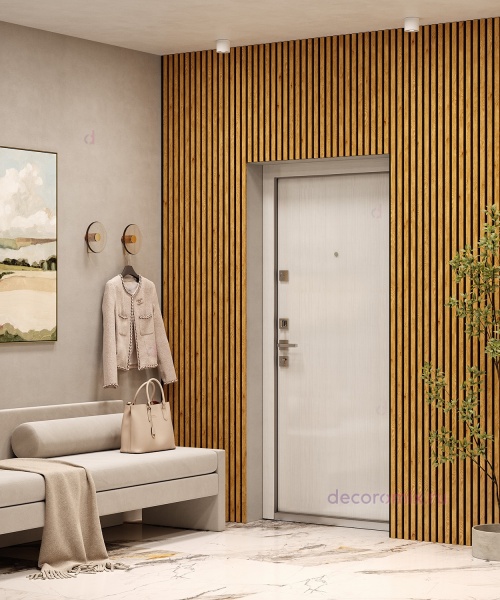 Акустическая панель, черный войлок, 2750х600х19мм, рейки МДФ дуб медный