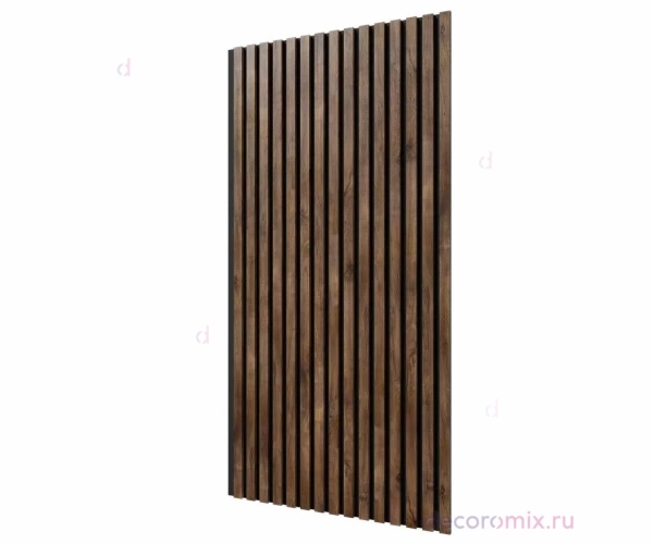 Акустическая панель, черный войлок, 1200х600х19мм, рейки МДФ дуб старинный натуральный