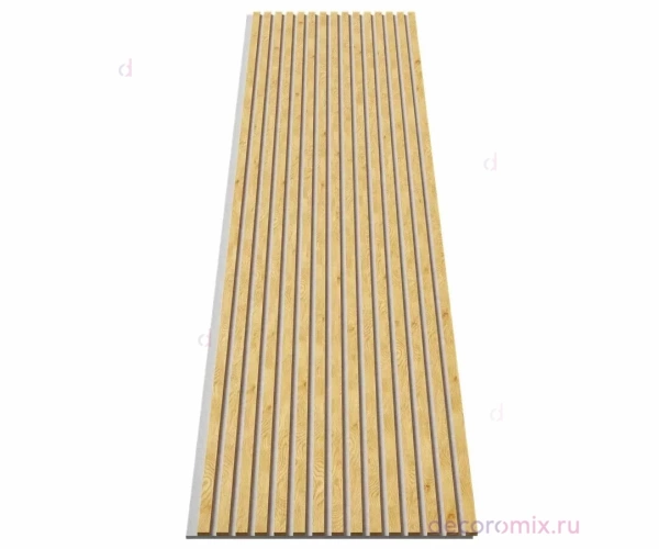 Акустическая панель, серый войлок, 2750х600х19мм, рейки МДФ дуб медный