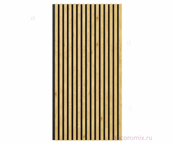 Акустическая панель, черный войлок, 1200х600х19мм, рейки МДФ дуб медный