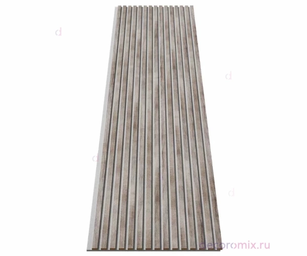 Акустическая панель, серый войлок, 2750х600х19мм, рейки МДФ дуб дымчатый