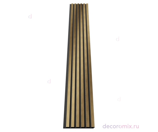 Комплект акуст.панелей, черный войлок, 3000х300х19мм, рейки ЭКОПОЛИМЕР, золото матовое/2шт.