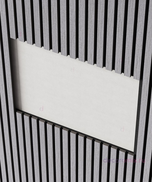 Акустическая панель, черный войлок, 1200х600х21мм, рейки МДФ, шпон дуб ардженто светло-серый