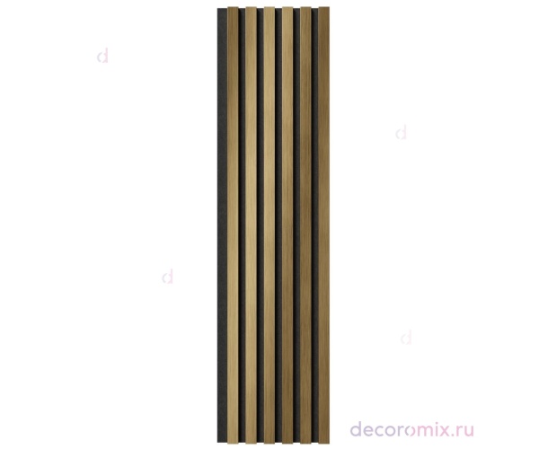 Комплект акуст.панелей, черный войлок, 1200х300х19мм, рейки ЭКОПОЛИМЕР, золото матовое/2шт.